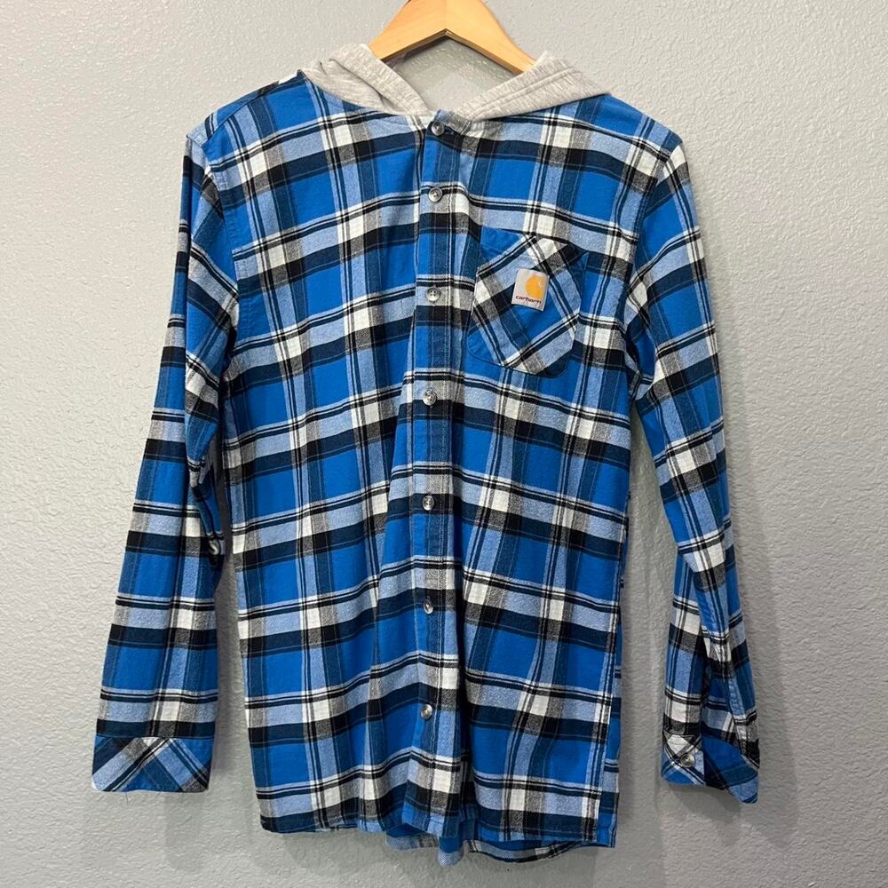 Carhartt Boys’ XL (18/20) Hooded Plaid Flannel Shirt